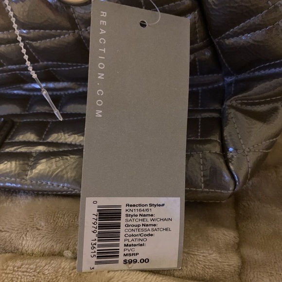 Kenneth Cole Reaction "Contessa" NWT Gray Satchel w/Chains - Picture 7 of 8